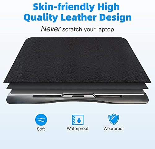 KLEAR Laptop Bed Tray Table with PVC Leather Surface, 2 Drawers, Black, XL - Image 3
