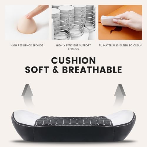 Gaming Desk Chair for Adults, Ergonomic Gaming Chair (Black+White-1) | with Footrest & Headrest and Lumbar Support, Leather Material Height Adjustable computer Video Game Chairs - Image 5