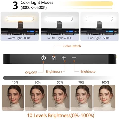 yAyusi Dual-lamp Video Conference Lighting, LED Streaming Light with Remote and Touch Control, Zoom Lighting for Computer,Webcam Laptop Monitor Ring Light for Video Calls/Zoom Meetings/Video Recording - Image 4