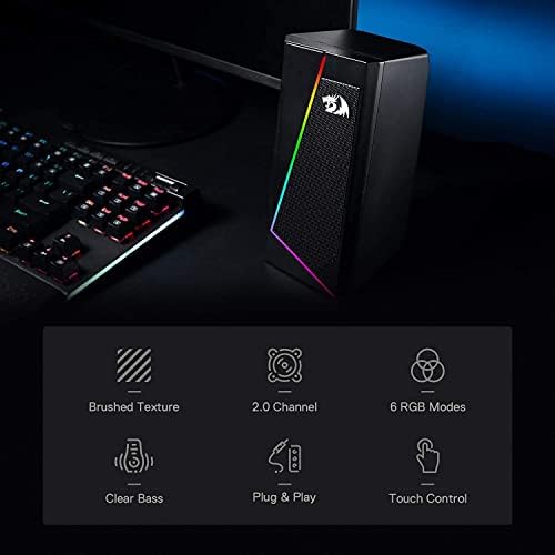 Redragon GS520 Wired 2.0 Channel Stereo Sound Desktop RGB Computer Speakers - Image 3