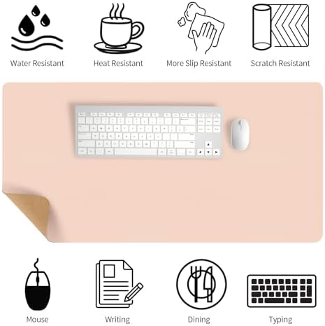 Bloss Pink Desk Mat, Leather Desk Pad, Desk Matt for Desktop, Waterproof Desk Pad Mat, Computer Mat for Office Work/Home/Decor/Desk Protector/Cover(31.5 x 15.7 Inches) - Image 3