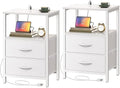 Huuger Nightstands Set of 2, End Tables with Charging Station, Side Table by Huuger