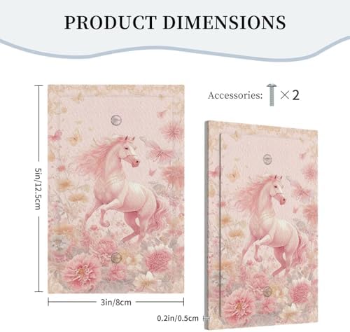 Decorative Light Switch Cover Plate Fantastical Pink Horse and Flowers 1 Gang No Device Single Blank Outlet Covers Wall Plate Switchplate Covers Dimmer Faceplate for Bedroom Decor - Image 5