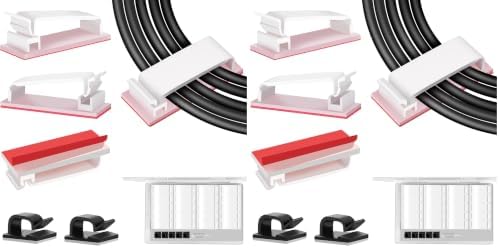Under Desk Cable Management Clips, Wire Organizer Clips for PC Network Cable Mamagement, Large Adhesive Cable Clips Wire Holders (Computer, TV, Ethernet, Electric Wires), White, 20 PCS (Pack of 2) by TidyHelper