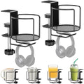 2-in-1 Desk Cup Holder with Headphone Hanger,Anti-Spill Table Water Bottle Holder,Clamp On Table Metal Drinking Holder,Compatible with Universal Cups/Bottles/Mugs/Cans/Tumblers/Thermoses/Glass,2Pack by ZMHH