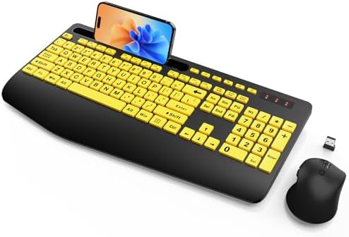 SABLUTE Wireless Keyboard and Mouse Combo with Large Print, Ergo Wrist Rest by SABLUTE