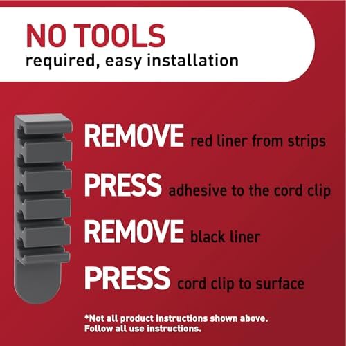 Command 5-Cord Clip Organizer, Black, 4 Clips, 8 Medium Strips - Image 7