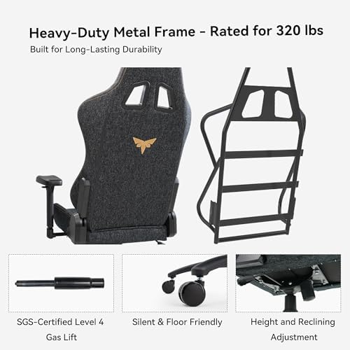 Gaming Chair 4D Adjustable Armrests - 170° Reclining & 320lb Capacity, High Back Ergonomic Computer Chair with Lumbar Support, Headrest & Lumbar Pillow - Image 6