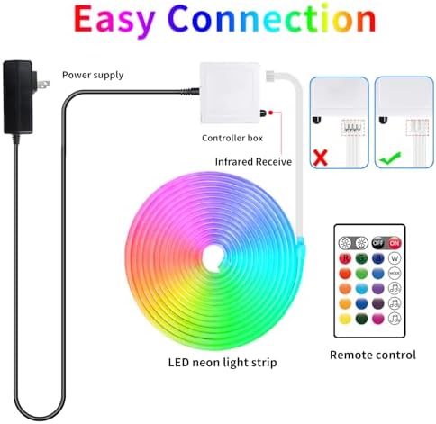 segrass 16.4FT Led Neon Rope Lights Control with App/Remote,Flexible Led Rope Lights,Multiple Modes,IP65 Outdoor RGB Neon Lights Waterproof,Music Sync Gaming Led Neon Strip Lights for Bedroom Décor - Image 7