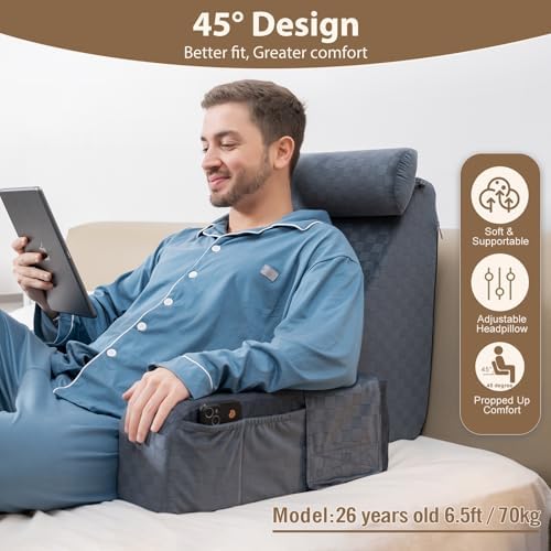 Vekkia 21'' Reading Pillow for Adults with XL Side Pockets, Adjustable Arms - Image 2