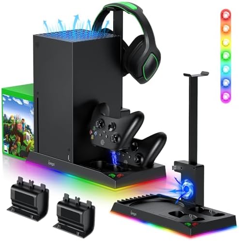 RGB Charging Stand with Cooling Fan for Xbox Series X Console & Controller by MENEEA