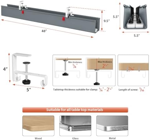 Univivi No Drill Under Desk Cable Management Tray, 48 inch Cable Management - Image 4