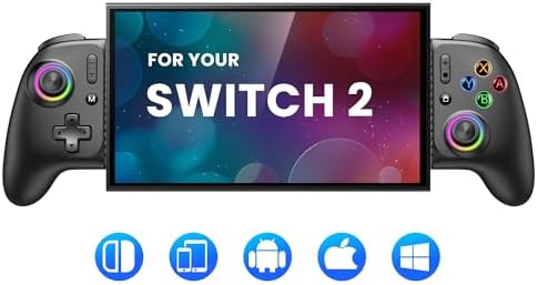 LIFUFUTEE Switch 2 Controller for Nintendo Switch 2/1/OLED, iPhone & Android, RGB Wireless Handheld Gaming Controller with Hall Effect Joysticks No Drift, Macro Programmable & Turbo, Works with Xbox Cloud & Steam Link by Unknown