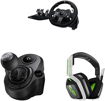 Logitech G920 Driving Force Racing Wheel + Floor Pedals + Driving Force Shifter + ASTRO Gaming A20 Wireless Headset Gen 2 Bundle - Xbox Series X | S, Xbox One, PC & Mac by Unknown