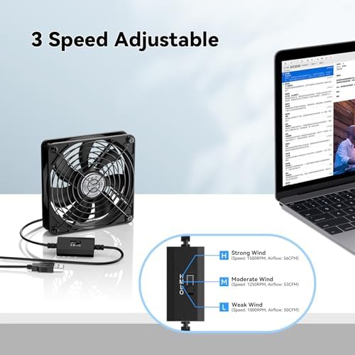 ELUTENG 120mm USB Computer Fan, 5V PC Cooling Fan with 3 Adjustable Speeds - Image 4