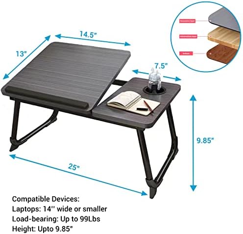 CloudTrip Laptop Desk for Bed or Couch, Lap Desk, Woking in Bed Desk, Home Office Desks, Breakfast Tray, Desk with Cup Holder, Watching Movies in Bed, Laptop Stand for Bed, Fordable Legs Desk (White) - Image 5