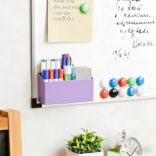 Yieach Magnetic Dry Erase Marker Holder for Whiteboard,Expo,Refrigerator,Fridge,Non Slip Magnet Pencil Holder,Wall Mounted Acrlic Pen Holder with Adhesive,Classroom,Locker Magnetic Organizer,Purple - Image 3