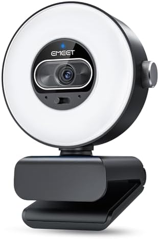 EMEET S600L 4K Webcam for Streaming with Ring Light, 1/2" Sensor, 0.2S PDAF by EMEET