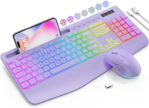 SABLUTE Wireless Keyboard and Mouse Combo, 9 Backlit Effects, RGB, 2.4GHz by SABLUTE