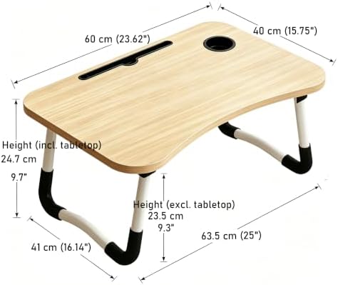 23.6" Lap Desk with Storage Drawer, Holders for Cup and Tablet - Image 3