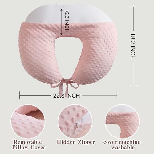 Reading Pillow for Gaming Reading Crochet, U Shaped Arm Support Pillow with Removable Cover Reducing Arching Neck for Adult Reading and Working Sitting on Bed Sofa for Arm Rest (Pink) - Image 4