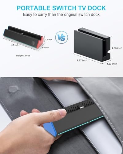 iPLYGAM Switch Dock for Nintendo Switch1/OLED, Portable Switch Docking Station with 4K HDMI/USB Port/Type Port, Replacement for Nintendo Dock Charging Stand (NO Cable Included) - Image 6