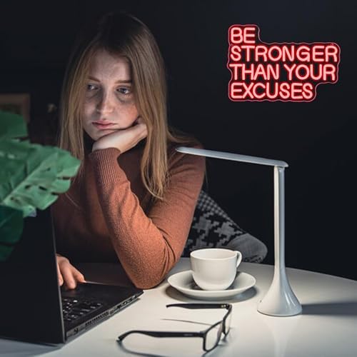 Allball Be Stronger Than Your Excuses Neon Sign, Gym Neon Light Motivational Sign USB Powered LED Dimmable, for Gym Office Classroom Bedroom Bar Gymnastic Athletes Sign(15.7 * 10.6 In) - Image 6