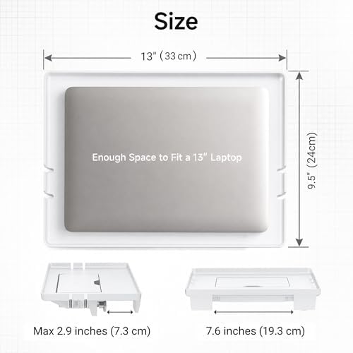 COOL-ANGLE Bedside Shelf, Hidden Storage, Cup Holder, White - Image 2