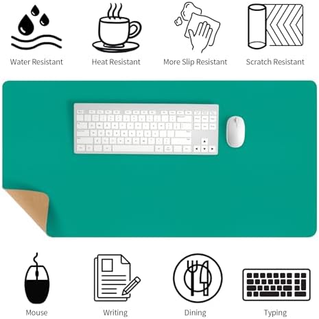 Bloss Green Desk Mat, Leather Desk Pad, Desk Matt for Desktop, Waterproof Desk Pad Mat, Computer Mat for Office Work/Home/Decor/Desk Protector/Cover(31.5 x 15.7 Inches) - Image 4