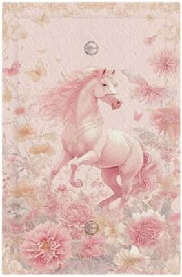 Decorative Light Switch Cover Plate Fantastical Pink Horse and Flowers 1 Gang No Device Single Blank Outlet Covers Wall Plate Switchplate Covers Dimmer Faceplate for Bedroom Decor by JOOJIAO