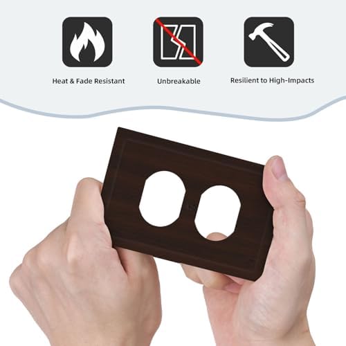 Outlet Covers Rustic Vintage Dark Brown Wood Grain Decorative 1 Gang Duplex Light Switch Cover Plate Single Electrical Receptacle Wall Plate Plug Switchplate Faceplate for Farmhouse Decor - Image 6