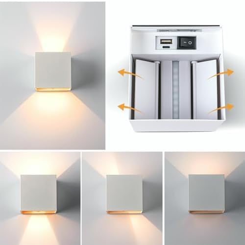 2 Pack Motion Sensor Wall Sconces, 12W 6000mAh Rechargeable Indoor LED Wall Lights, 3‑Color Adjustable Magnetic No Drill Mount Wall Lamp for Bedroom Hallway Stairway Closet, White - Image 6