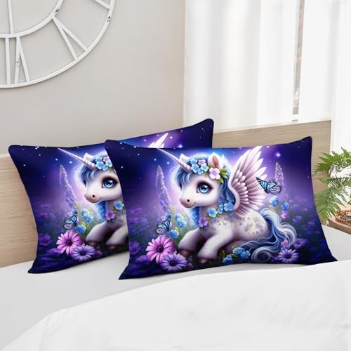 HOSIMA Kids Kawaii Unicorn Twin Bedding Sets,1 Fitted Sheet+2 Pillowcases. - Image 7