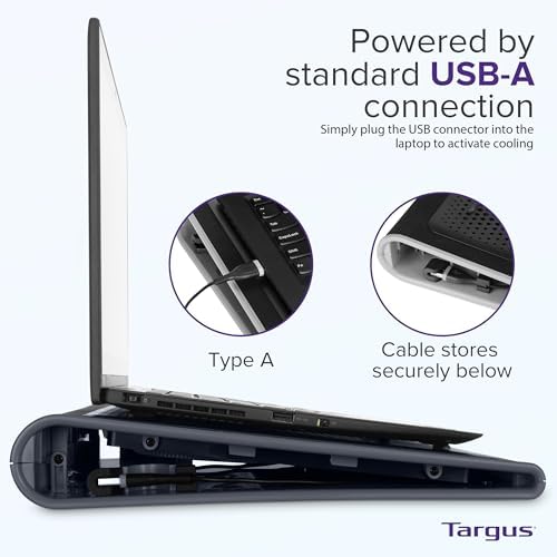 Targus 17 Inch Dual Fan Lap Chill Mat - Soft Neoprene Laptop Cooling Pad for Heat Protection,Fits Most 17" Laptops and Smaller - USB-A Connected Dual Fans for Heat Dispersion (AWE55US),(Pack of 8) - Image 3