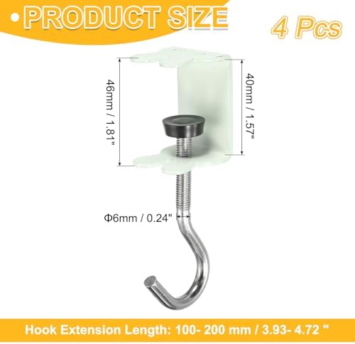 PATIKIL Desk Hook, 4Pcs Desk Mount Bag Holder Hook Rabbit J Hooks for Hanging Bag Backpack Under Desk Clamp Purse Adjustable Headphone Table Closet Door Under Counter, Green - Image 2