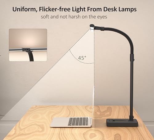 Double Head LED Desk Lamp, Architect Desk Lamps for Home Office, 24W Brightest Workbench Office Lighting-5 Color Modes and 5 Dimmable Eye Protection Modern Desk Lamp (Black-Desktop, Big) - Image 6
