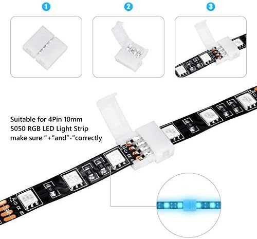 10Packs 4-Pin RGB LED Light Strip Connectors 10mm Unwired Gapless Solderless Adapter Terminal Extension - Image 6