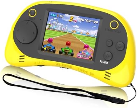 Kids Handheld Portable Video Game Player with 200 Games - 16 Bit 2.5 Inch Screen Mini Retro Electronic Machine for Boys Girls (Yellow) by EASEGMER
