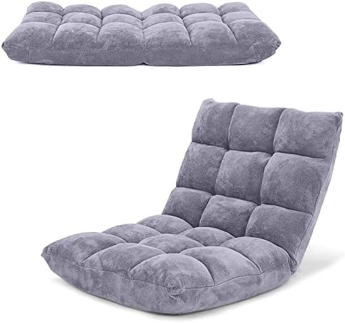 COSTWAY Floor Chair, Video Gaming Chairs with Back Support, Grey by COSTWAY