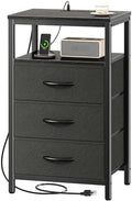 Huuger Nightstand with Charging Station, 27.6 Inch Bedside Table,Side Table by Huuger