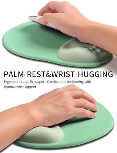 Palm-Rest and Wrist-Hugging Mouse Pad Wrist Rest, Ergonomic Wrist Support with Curve Fitting Cushioned Memory Foam for Carpal Tunnel Pain Relief, 9.9 x 8.3 Inch, Minty Green - Image 3