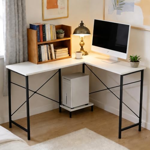 L Shaped Desk Computer Desk, 50inch White Gaming Desk with CPU Stand - Image 2