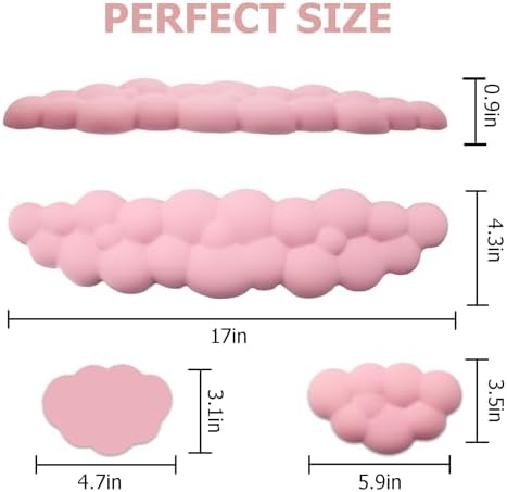 Ergonomic Keyboard Wrist Rest, PU Leather Memory Foam Cloud Wrist Rest | Wrist Rest for Computer Keyboard, Cute Mouse Wrist Rest for Gaming, Office, Computer, Laptop, Typing Pain Relief, Pastel Pink - Image 5