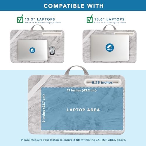 LAPGEAR Elevation Lap Desk – White Marble, Fits 15.6” Laptops - Image 3