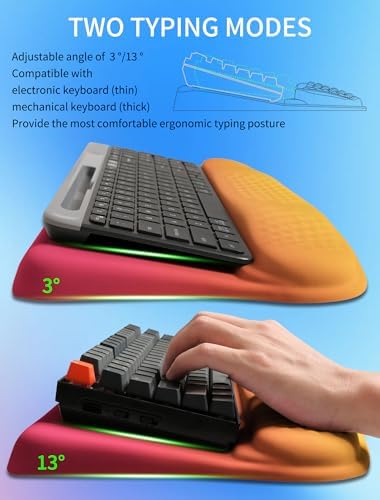 Ergonomic Wave Wrist Rest with Keyboard Stand, Cushioned Palm Rest, Comfortable Integrated Memory Foam for Natural Typing and Relieve Wrist Pain, Sunrise Morning Light - Image 2