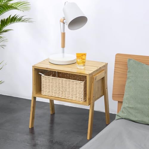 KKTONER Modern Bamboo Nightstands End Tables Bedroom with Storage Small Bedside Table for Living Room Office (Natural) - Image 5