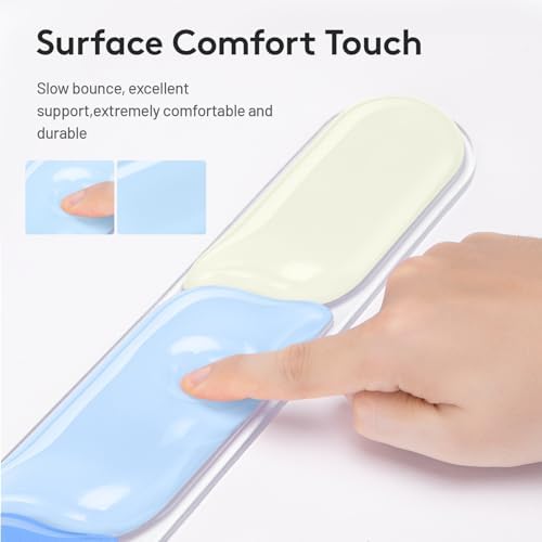 Upgrade Keyboard Wrist Rest Set, Gel Keyboard Wrist Support Mousepad, Ergonomic Mouse Wrist Mat for Computer, Laptop, Home, Office, Blue Color Block - Image 5