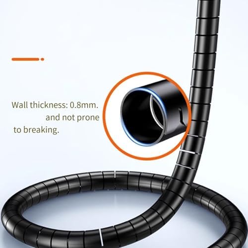 Spiral Cable Wrap with Clip,25mm Diameter Desk Cable Organizer Spiral for Wire Management,1.5 Meters Flexible Wire Organizer with Wire Grip- Keep Office Cords Neat, Tangle-Free and Protected,Black - Image 5