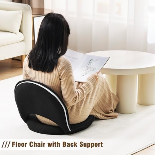 YOUKEEEJOJO Floor Chair 5-Position Adjustable Back Support Chair Foldable Camping, Floor Lounger,Corduroy Fabric, Video-Gaming Reading Watching, Indoor Outdoor Use(Black) - Image 6