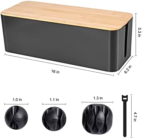 Tuwechen Cable Management Box, Wooden Style Large Cord Organizer Box - Image 2